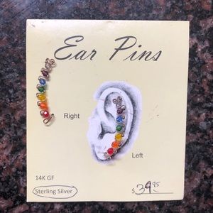 Sterling Silver Rainbow Ear Pins, handmade